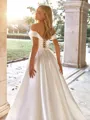 Feminine Sheath Off-the-Shoulder Flower Court Train Satin Convertible Wedding Dress