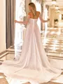 Subtle A-line Straight Long Sleeves Chapel Train Corset Wedding Dress