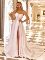 Subtle A-line Straight Long Sleeves Chapel Train Corset Wedding Dress