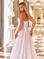 Subtle A-line Straight Long Sleeves Chapel Train Corset Wedding Dress