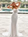 Delicate Sheath Square Chapel Train Corset Wedding Dress