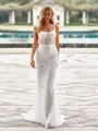 Delicate Sheath Square Chapel Train Corset Wedding Dress