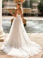 Timeless A-line V-Neck Appliques Lace Chapel Train Tulle Wedding Dress