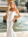 Charming Sheath Sweetheart Pleated Sweep Train Charmeuse Corset Wedding Dress