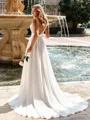 Stunning A-line V-Neck Sequin Court Train 30D Chiffon Wedding Dress
