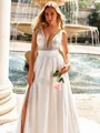 Stunning A-line V-Neck Sequin Court Train 30D Chiffon Wedding Dress
