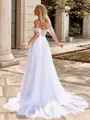 Perfect A-line Off-the-Shoulder Appliques Lace Chapel Train Tulle Corset Wedding Dress