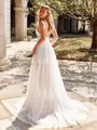 Fashion A-line Straps Pleated Court Train 30D Chiffon Wedding Dress