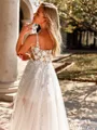 Unique A-line Square Appliques Lace Court Train Tulle Corset Wedding Dress
