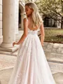 Charming A-line Scoop Appliques Lace Sweep Train Tulle Wedding Dress