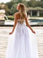 Exquisite A-line Sweetheart Appliques Lace Court Train Tulle Wedding Dress