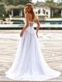 Exquisite A-line Sweetheart Appliques Lace Court Train Tulle Wedding Dress