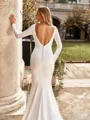 Classy Sheath Square Long Sleeves Sweep Train Charmeuse Wedding Dress