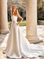 Flattering A-line Straight Chapel Train Satin Wedding Dress