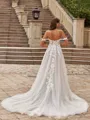 Trendy A-Line/Princess Tulle Applique Off-the-Shoulder Sleeveless Chapel Train Wedding Dresses