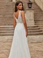 Fashion A-Line/Princess Chiffon Lace V-Neck Sleeveless Sweep/Brush Train Wedding Dresses