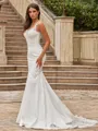 Glam Sheath/Column Stretch Crepe Lace Straps Sleeveless Court Train Wedding Dresses