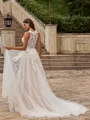 Unique A-Line/Princess Tulle Lace V-Neck Sleeveless Court Train Wedding Dresses
