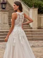 Unique A-Line/Princess Tulle Lace V-Neck Sleeveless Court Train Wedding Dresses