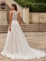 Unique A-Line/Princess Tulle Lace V-Neck Sleeveless Court Train Wedding Dresses