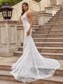 Delicate Sheath/Column Lace Scoop Sleeveless Court Train Wedding Dresses