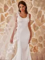 Glamorous Sheath/Column Stretch Crepe Bowknot Straps Sleeveless Sweep/Brush Train Wedding Dresses