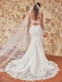 Elegant Sheath/Column Stretch Crepe Lace V-Neck Sleeveless Sweep/Brush Train Wedding Dresses