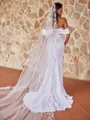 Splendid Sheath/Column Charmeuse Ruched Off-the-Shoulder Sleeveless Sweep/Brush Train Wedding Dresses