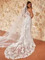 Enchanting Sheath/Column Lace Scoop Sleeveless Sweep/Brush Train Wedding Dresses