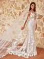 Enchanting Sheath/Column Lace Scoop Sleeveless Sweep/Brush Train Wedding Dresses