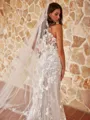 Enchanting Sheath/Column Lace Scoop Sleeveless Sweep/Brush Train Wedding Dresses