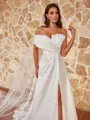 Breathtaking A-Line/Princess Ruched One-Shoulder Sleeveless Sweep/Brush Train Wedding Dresses