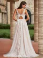 Gorgeous A-Line/Princess Tulle Applique Scoop Sleeveless Sweep/Brush Train Wedding Dresses