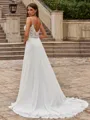 Luxurious A-Line/Princess Chiffon Lace V-Neck Sleeveless Court Train Wedding Dresses
