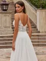Luxurious A-Line/Princess Chiffon Lace V-Neck Sleeveless Court Train Wedding Dresses