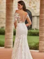 Show-stopping Sheath/Column Lace Off-the-Shoulder Long Sleeves Court Train Wedding Dresses