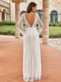 Striking Sheath/Column Lace Scoop Long Sleeves Floor-Length Wedding Dresses