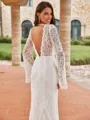 Striking Sheath/Column Lace Scoop Long Sleeves Floor-Length Wedding Dresses