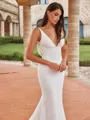 Magnificent Sheath/Column Stretch Crepe V-Neck Sleeveless Court Train Wedding Dresses