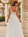 Extravagant A-Line/Princess Chiffon Lace V-Neck Sleeveless Court Train Wedding Dresses