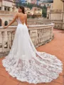Unique A-Line/Princess Tulle Applique V-Neck Sleeveless Court Train Wedding Dresses