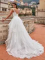 Stunning Ball Gown Tulle Applique V-Neck Sleeveless Chapel Train Wedding Dresses
