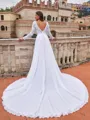 Glamorous A-Line/Princess Chiffon Lace Scoop Long Sleeves Court Train Wedding Dresses