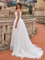 Hermosos Ball Gown Satin Ruffles V-Neck Sleeveless Sweep/Brush Train Wedding Dresses