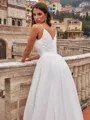 Hermosos Ball Gown Satin Ruffles V-Neck Sleeveless Sweep/Brush Train Wedding Dresses