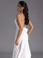 Classy Sheath V-Neck Bow Chapel Train Stretch Crepe Wedding Dress