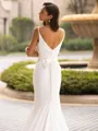 Elegant Trumpet/Mermaid Stretch Crepe Ruffles V-Neck Sleeveless Sweep/Brush Train Wedding Dress