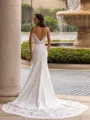 Graceful Sheath/Column Lace V-Neck Sleeveless Sweep/Brush Train Wedding Dress