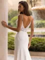 Graceful Sheath/Column Lace V-Neck Sleeveless Sweep/Brush Train Wedding Dress