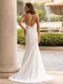 Regal Sheath/Column Stretch Crepe Lace V-Neck Sleeveless Sweep/Brush Train Wedding Dress
